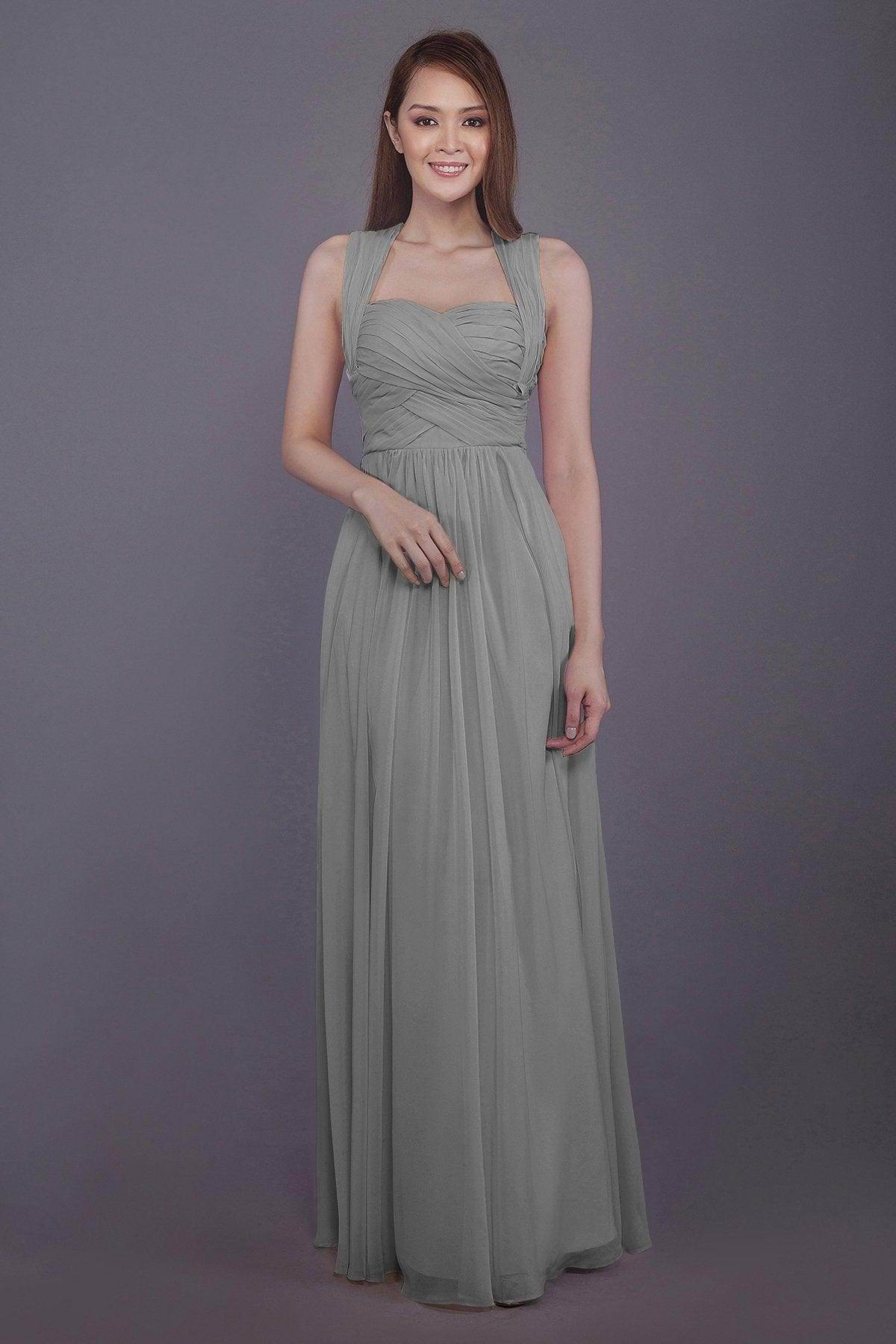 Sheath-Column Floor Length Chiffon Bridesmaid Dress PR3585