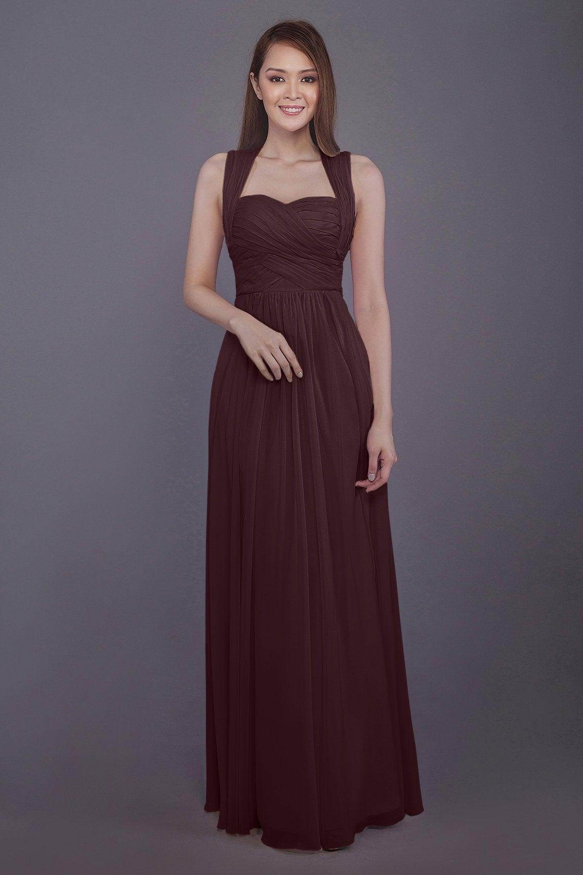 Sheath-Column Floor Length Chiffon Bridesmaid Dress PR3585