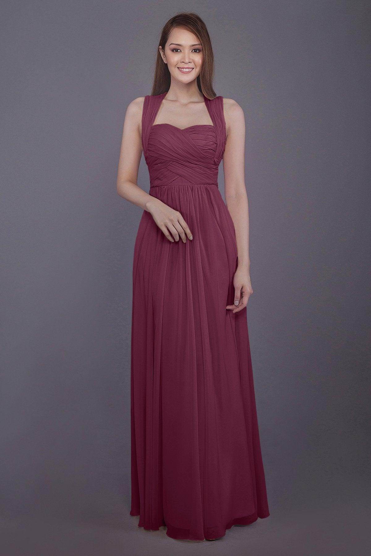 Sheath-Column Floor Length Chiffon Bridesmaid Dress PR3585