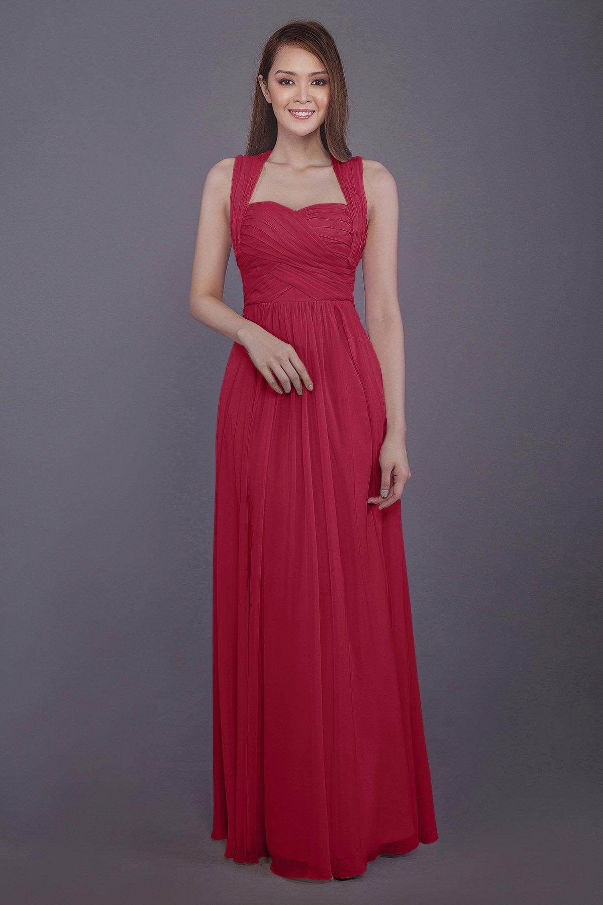 Sheath-Column Floor Length Chiffon Bridesmaid Dress PR3585