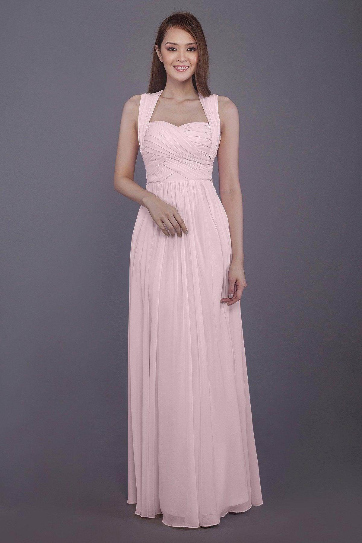 Sheath-Column Floor Length Chiffon Bridesmaid Dress PR3585