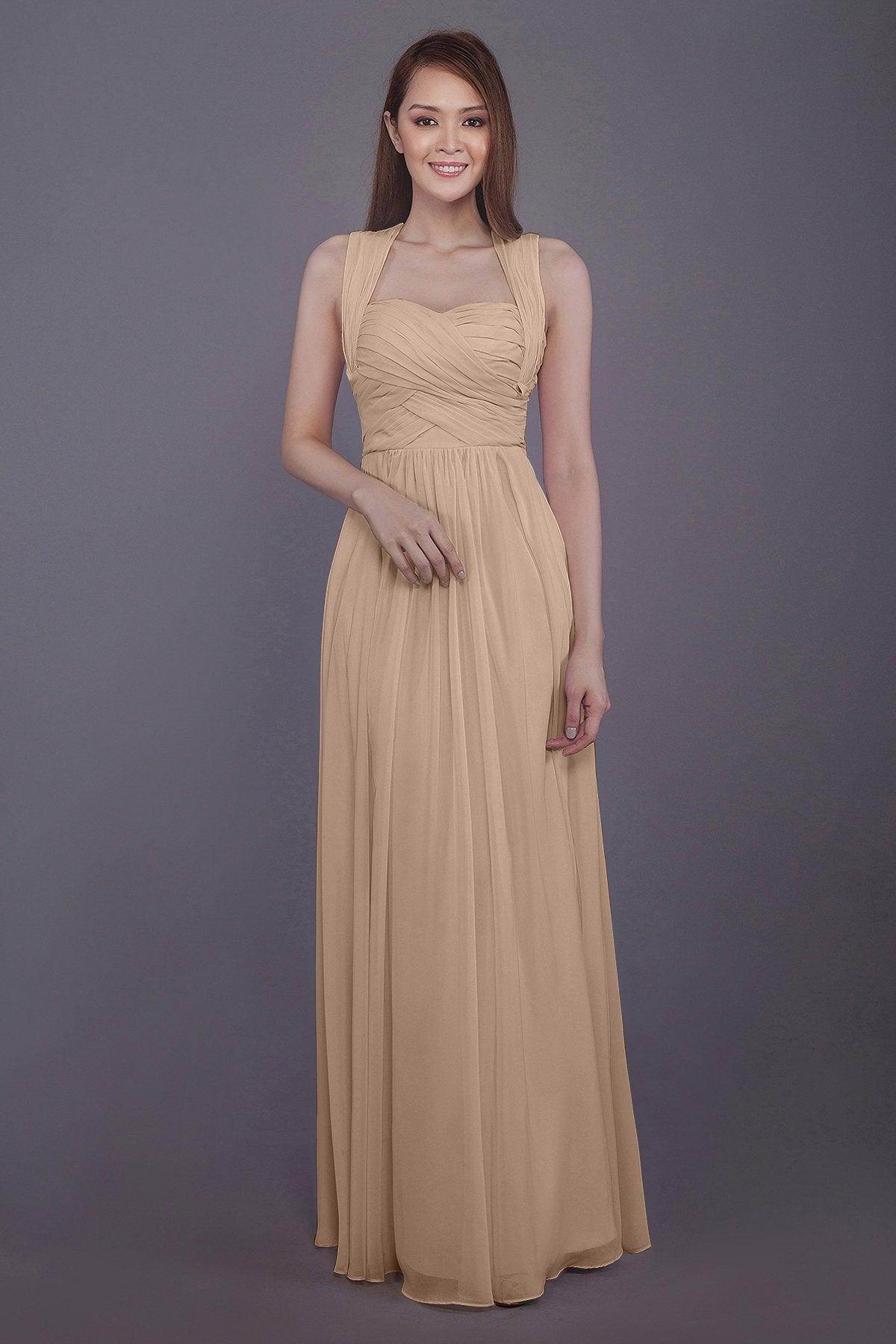 Sheath-Column Floor Length Chiffon Bridesmaid Dress PR3585