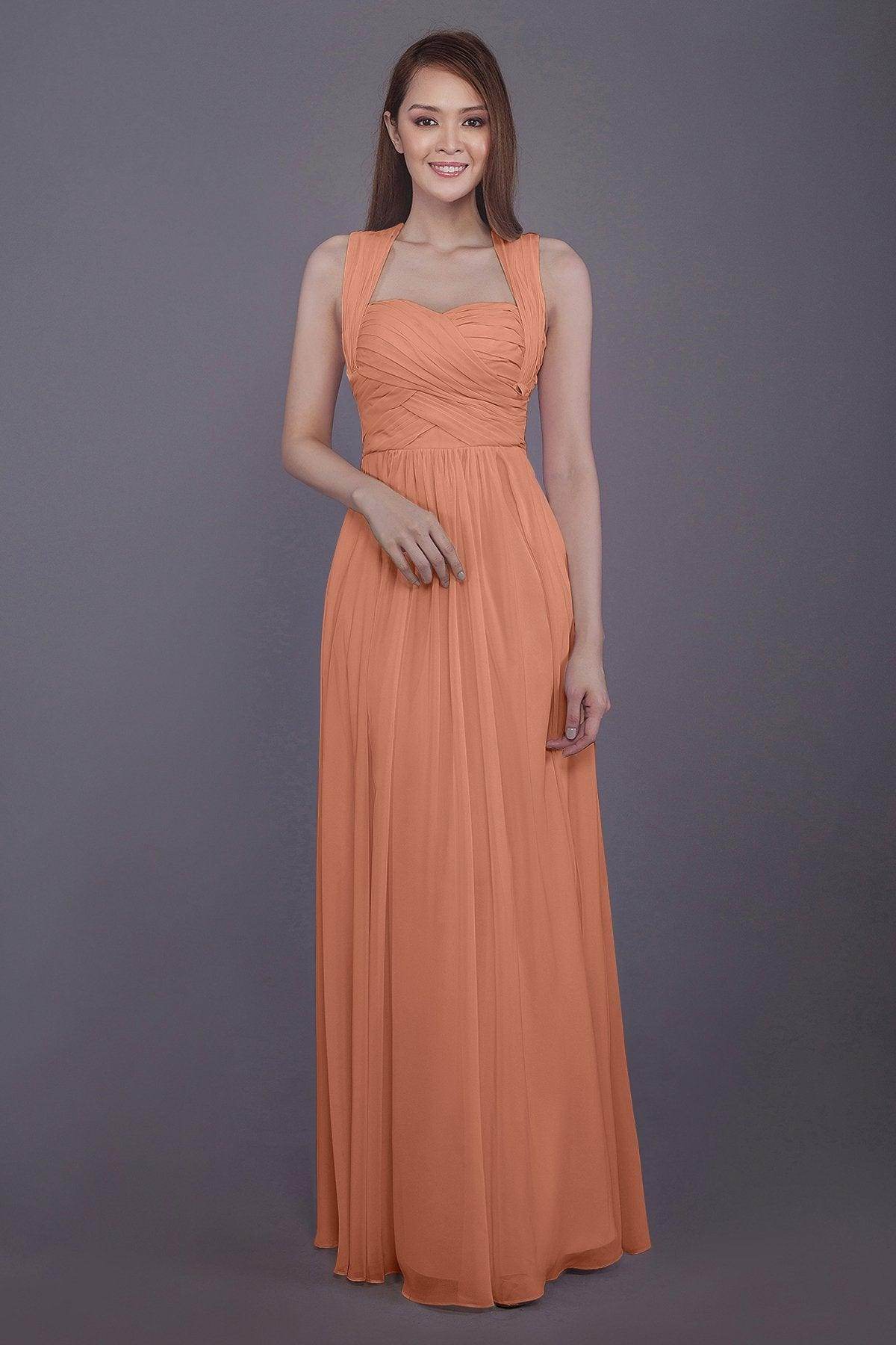 Sheath-Column Floor Length Chiffon Bridesmaid Dress PR3585