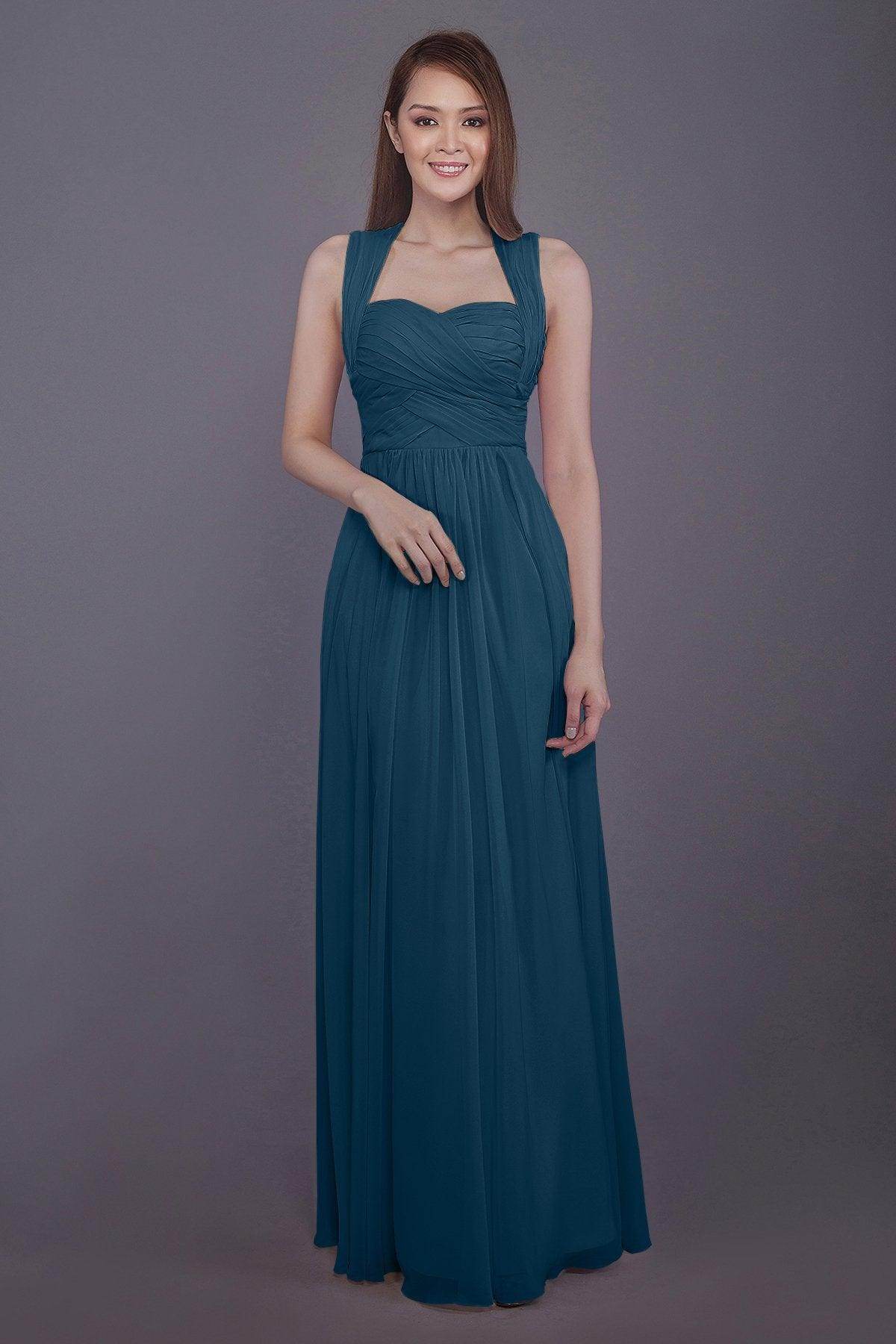 Sheath-Column Floor Length Chiffon Bridesmaid Dress PR3585