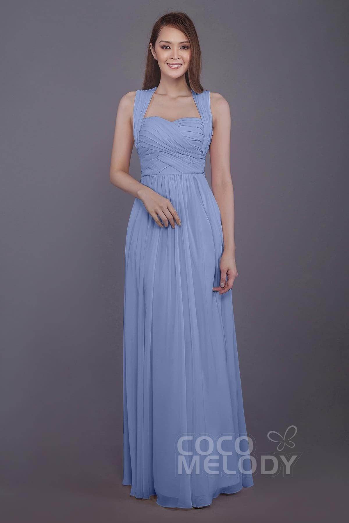 Sheath-Column Floor Length Chiffon Bridesmaid Dress PR3585