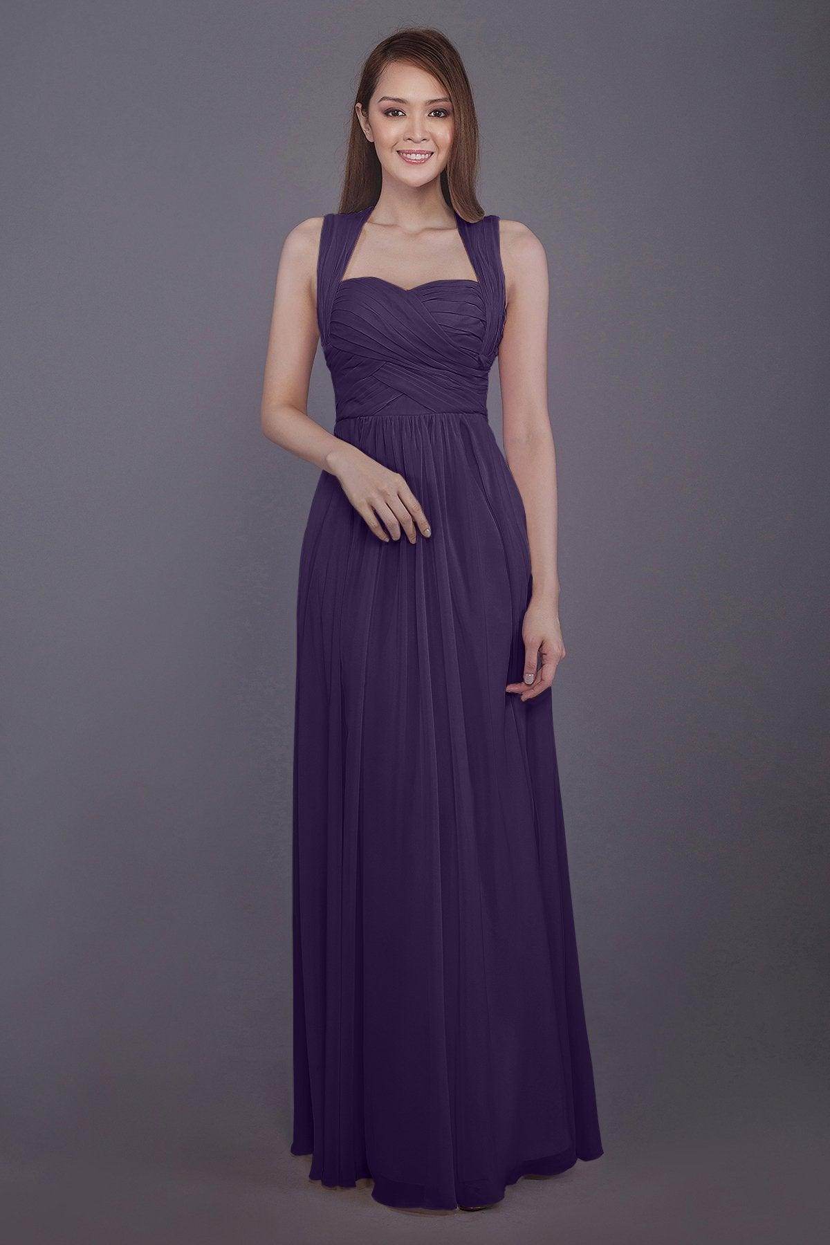 Sheath-Column Floor Length Chiffon Bridesmaid Dress PR3585
