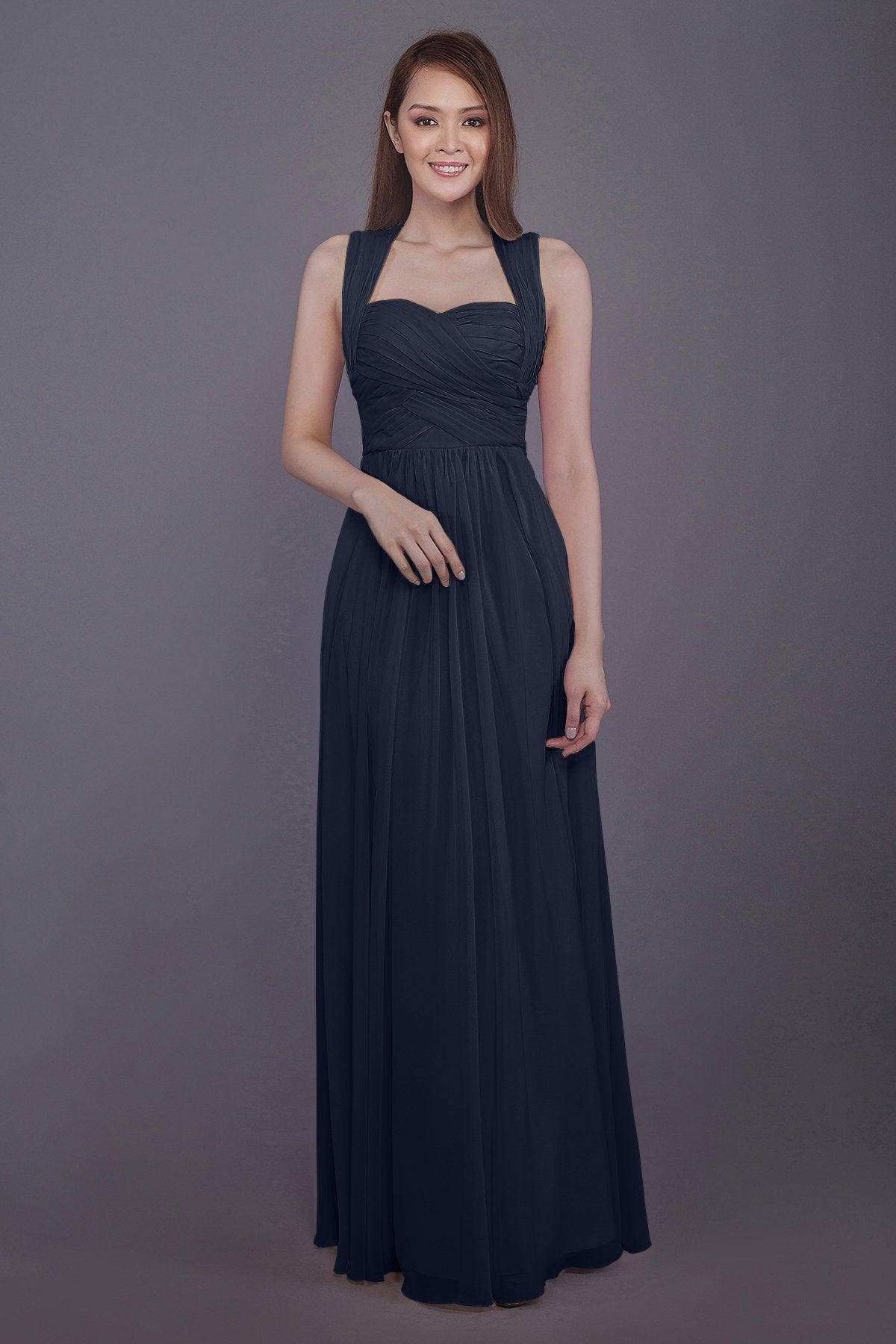 Sheath-Column Floor Length Chiffon Bridesmaid Dress PR3585