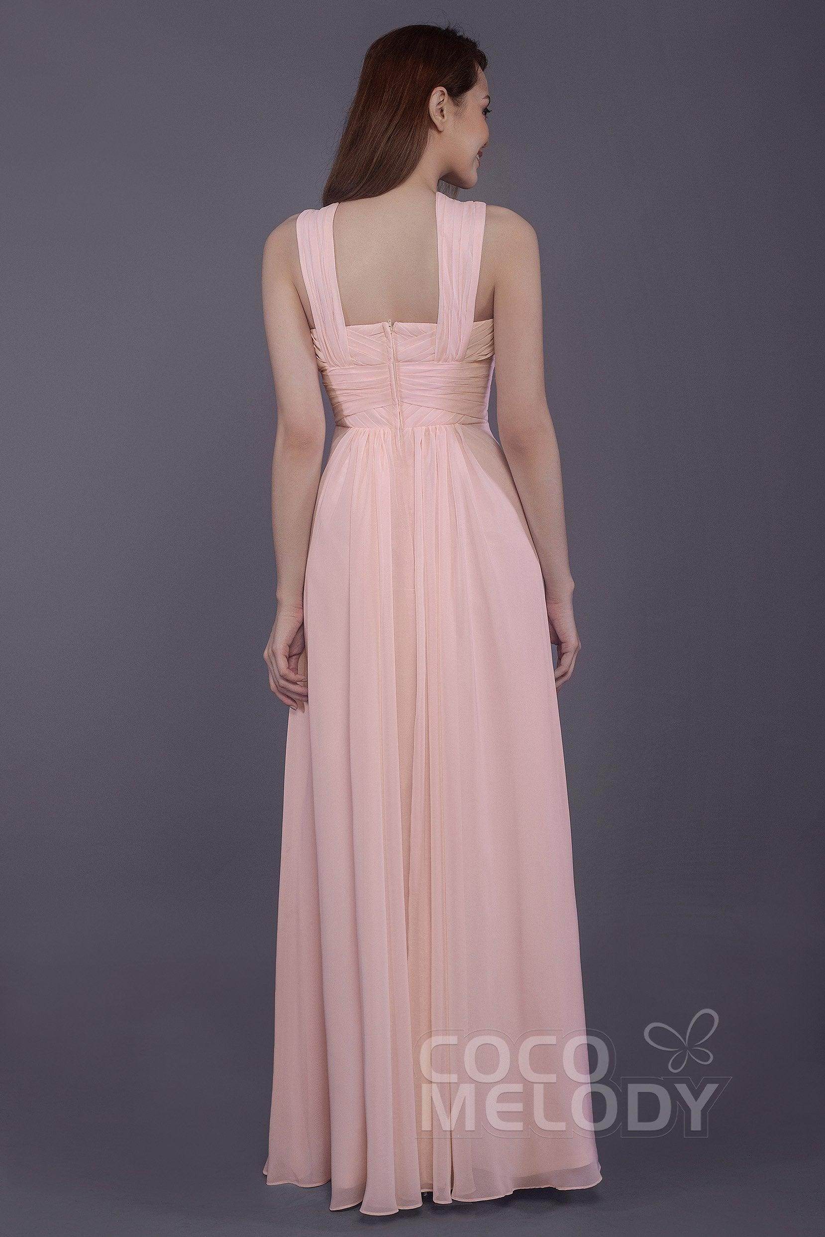 Sheath-Column Floor Length Chiffon Bridesmaid Dress PR3585