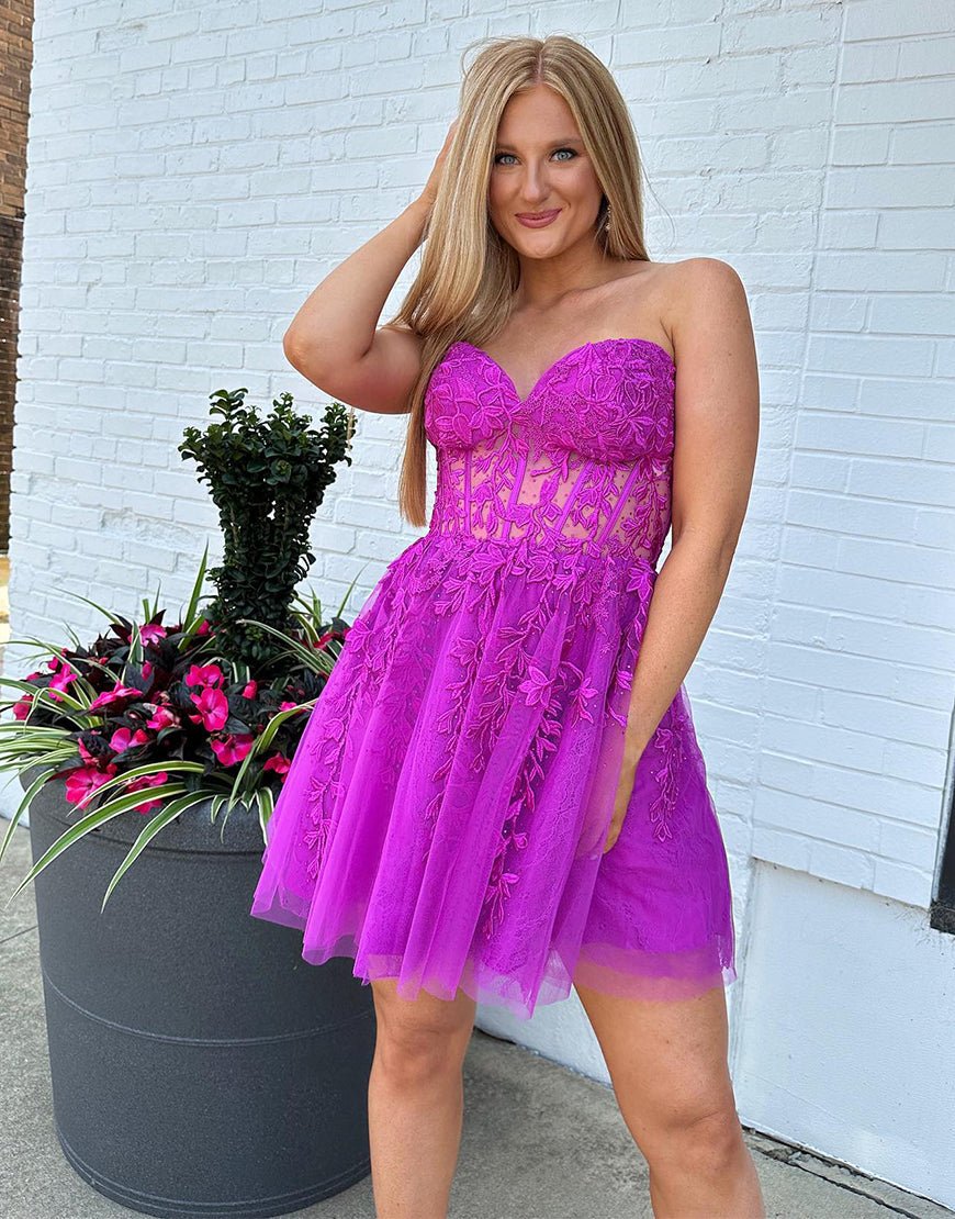 A-line Appliques Corset Homecoming Dress