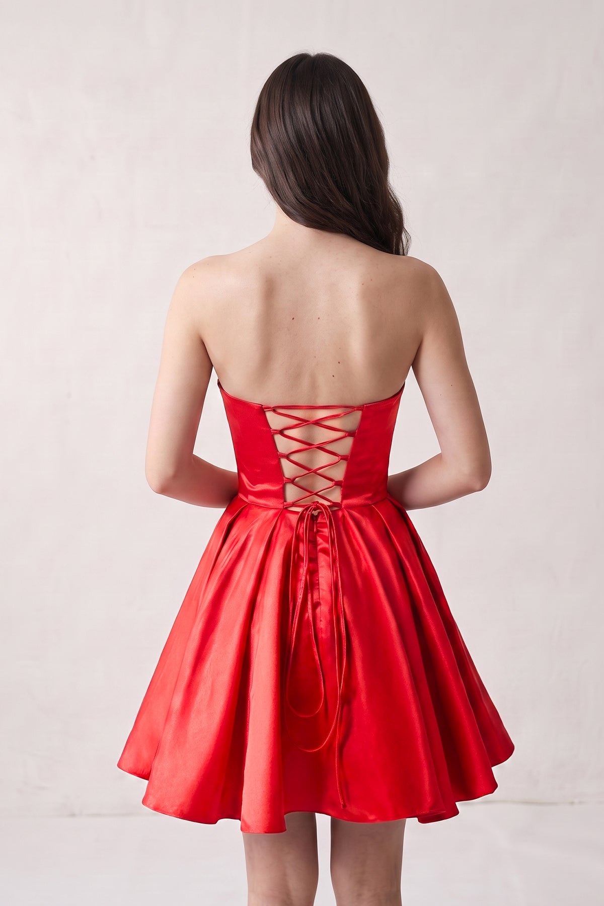 A Line Strapless Satin Homecoming Dress