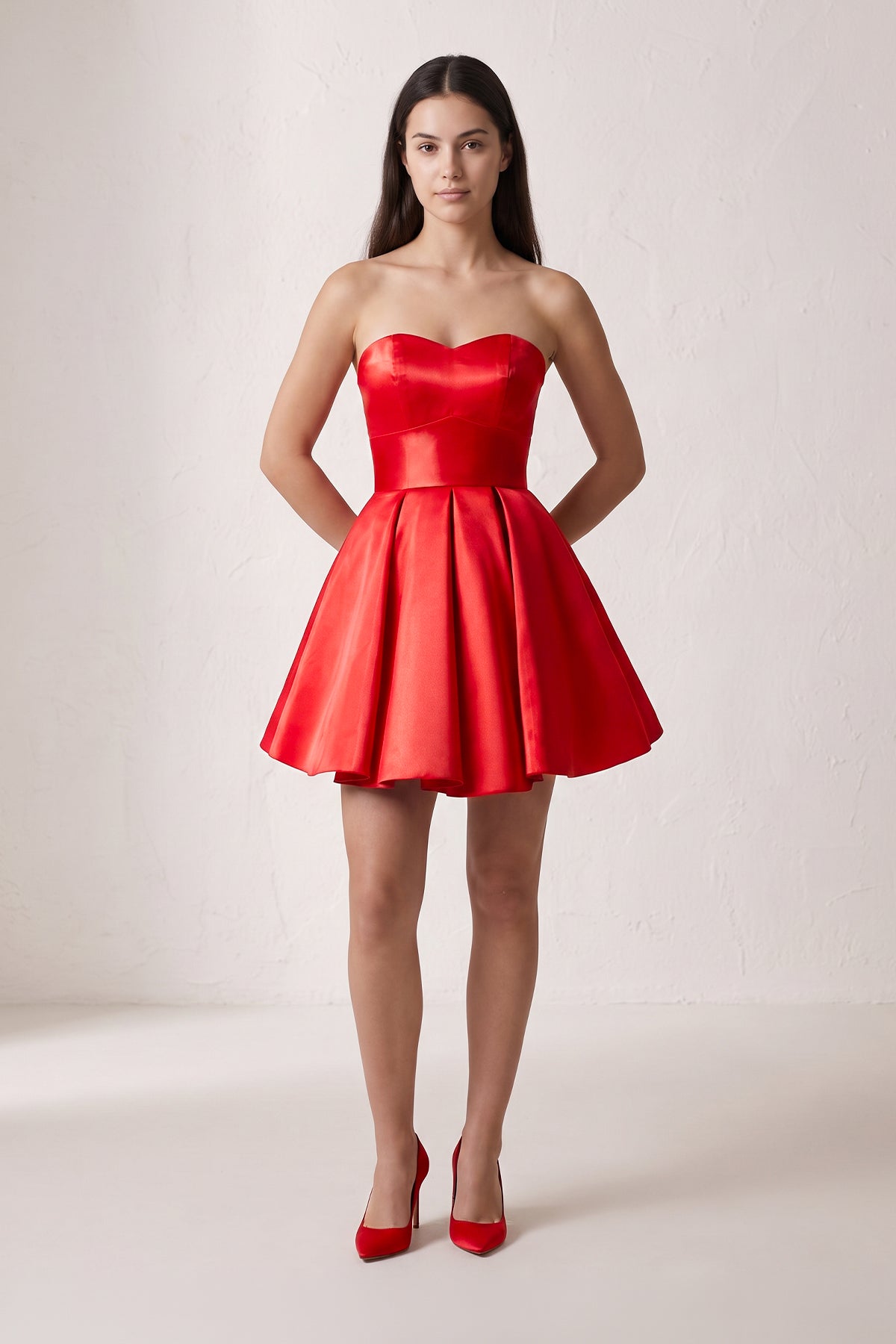 A Line Strapless Satin Homecoming Dress