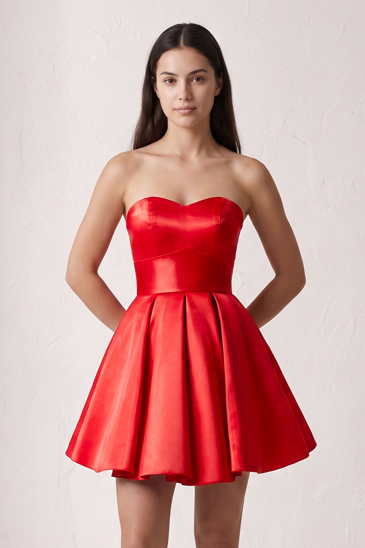 A Line Strapless Satin Homecoming Dress