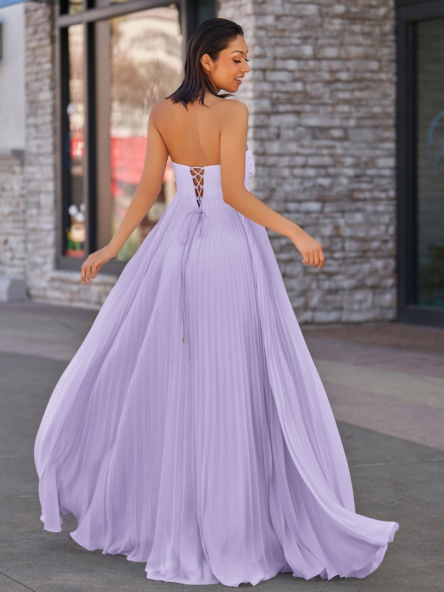 A Line Light Pink Sweetheart Chiffon Long Prom Dress