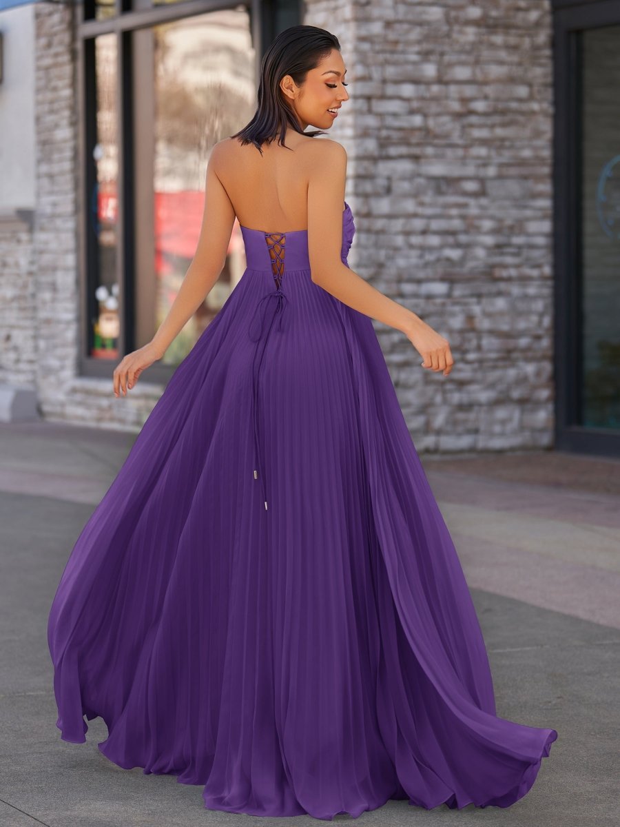A Line Light Pink Sweetheart Chiffon Long Prom Dress