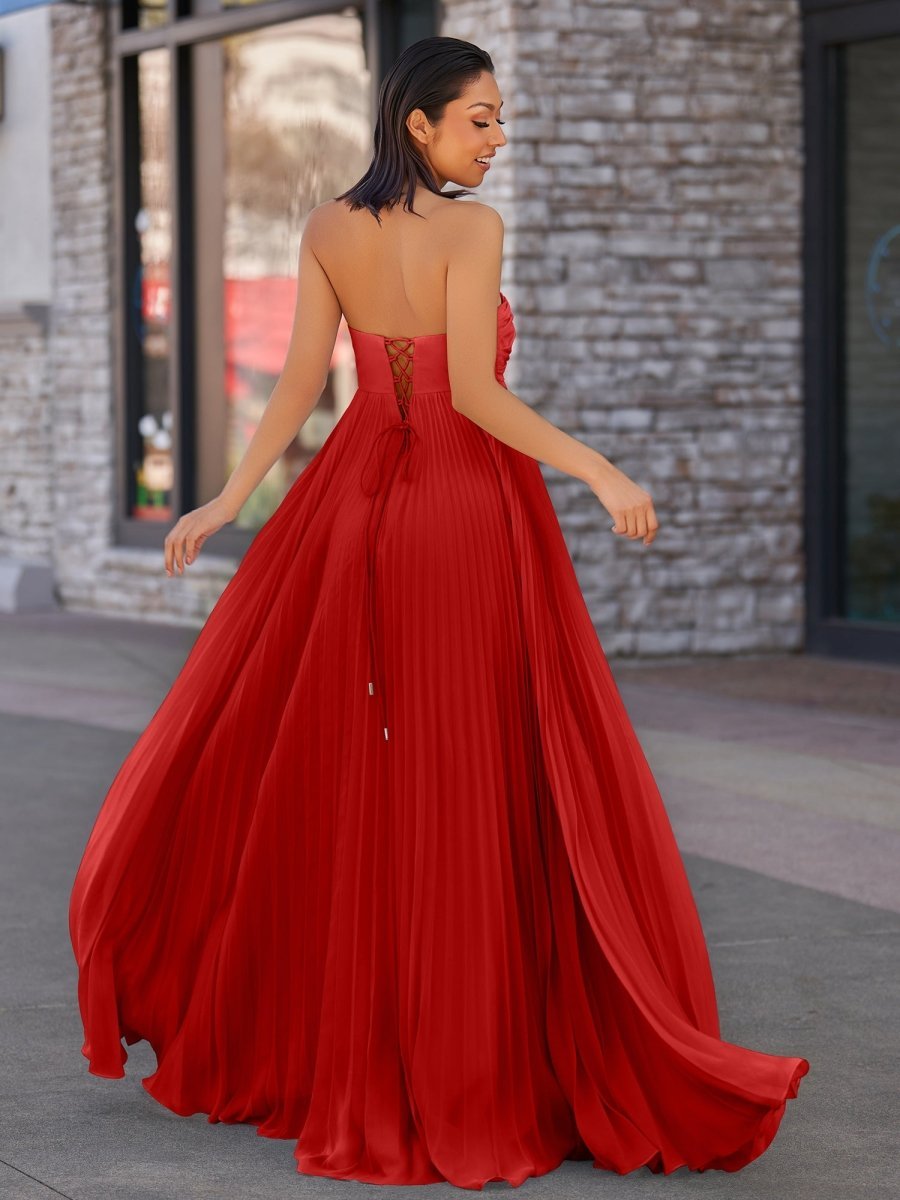 A Line Light Pink Sweetheart Chiffon Long Prom Dress