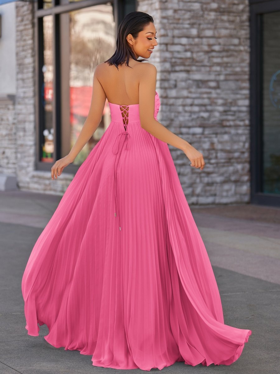 A Line Light Pink Sweetheart Chiffon Long Prom Dress