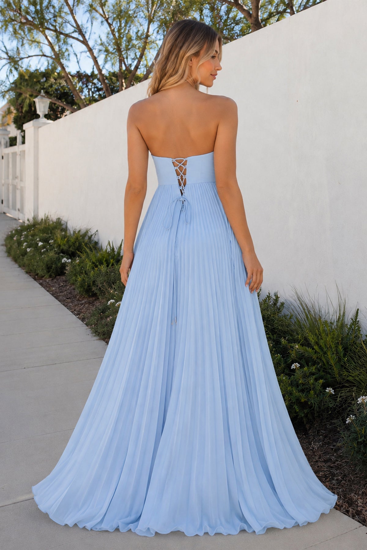 A Line Light Pink Sweetheart Chiffon Long Prom Dress