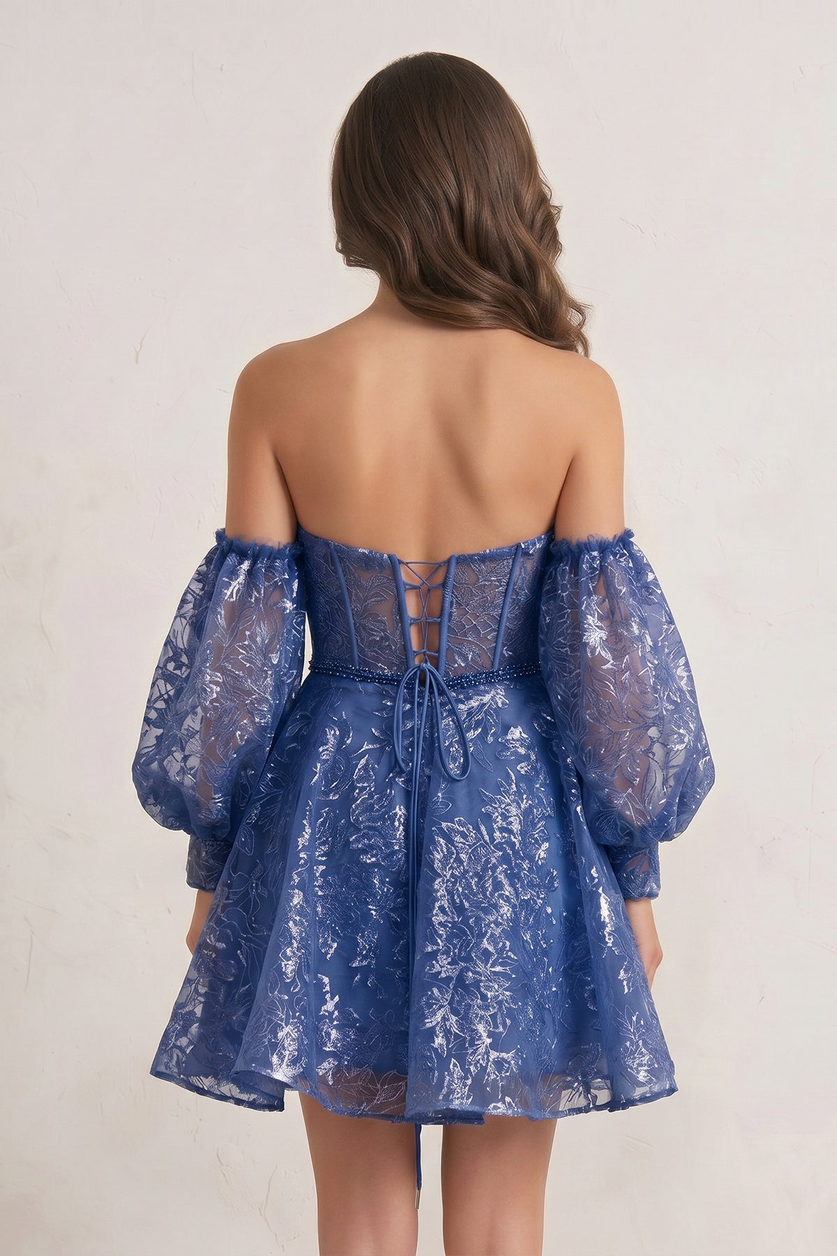 A Line Sweetheart Corset Homecoming Dress with Sleeves