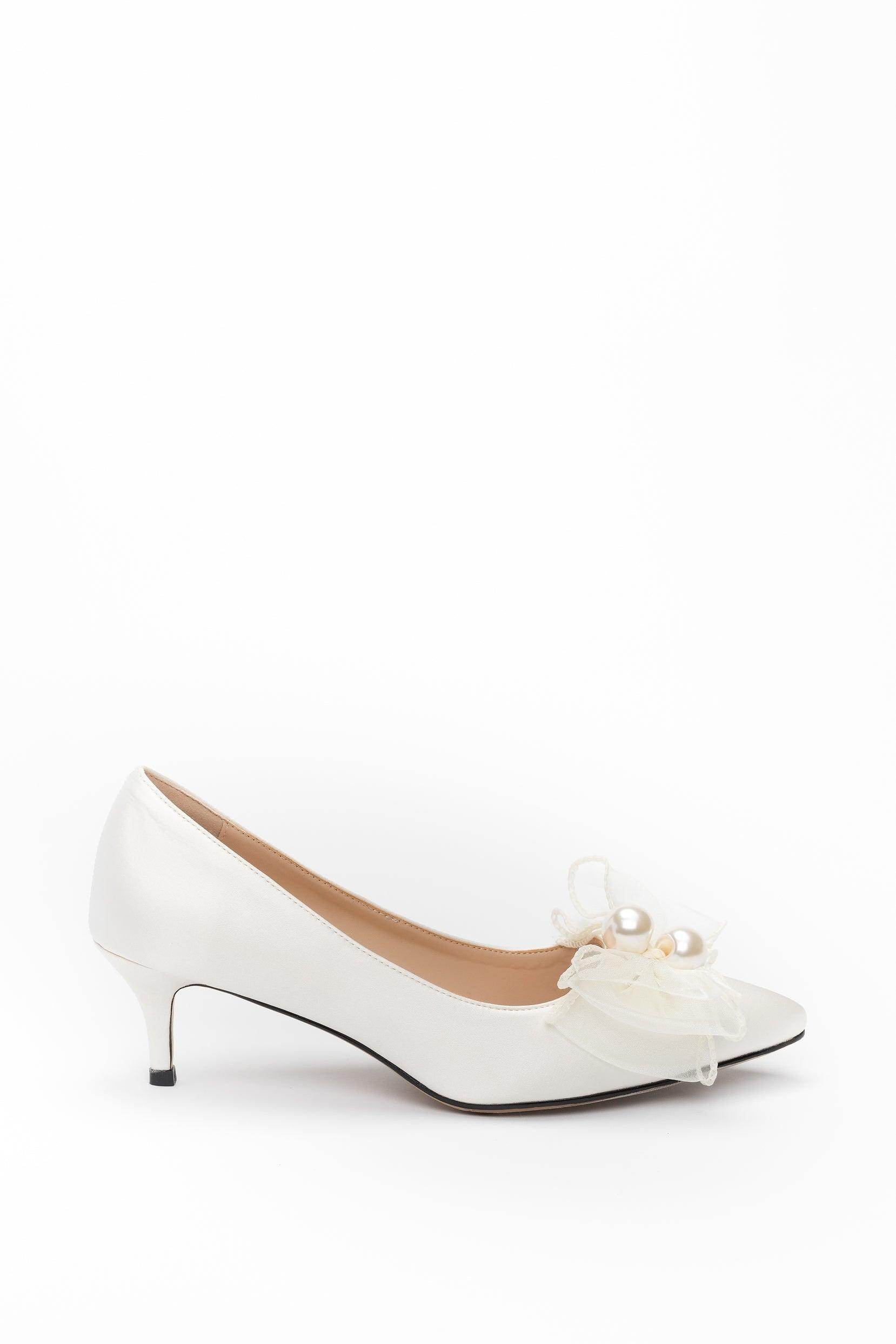 Stiletto Heel Satin Pointed Toe Bridal Shoes Bowknot CK0104