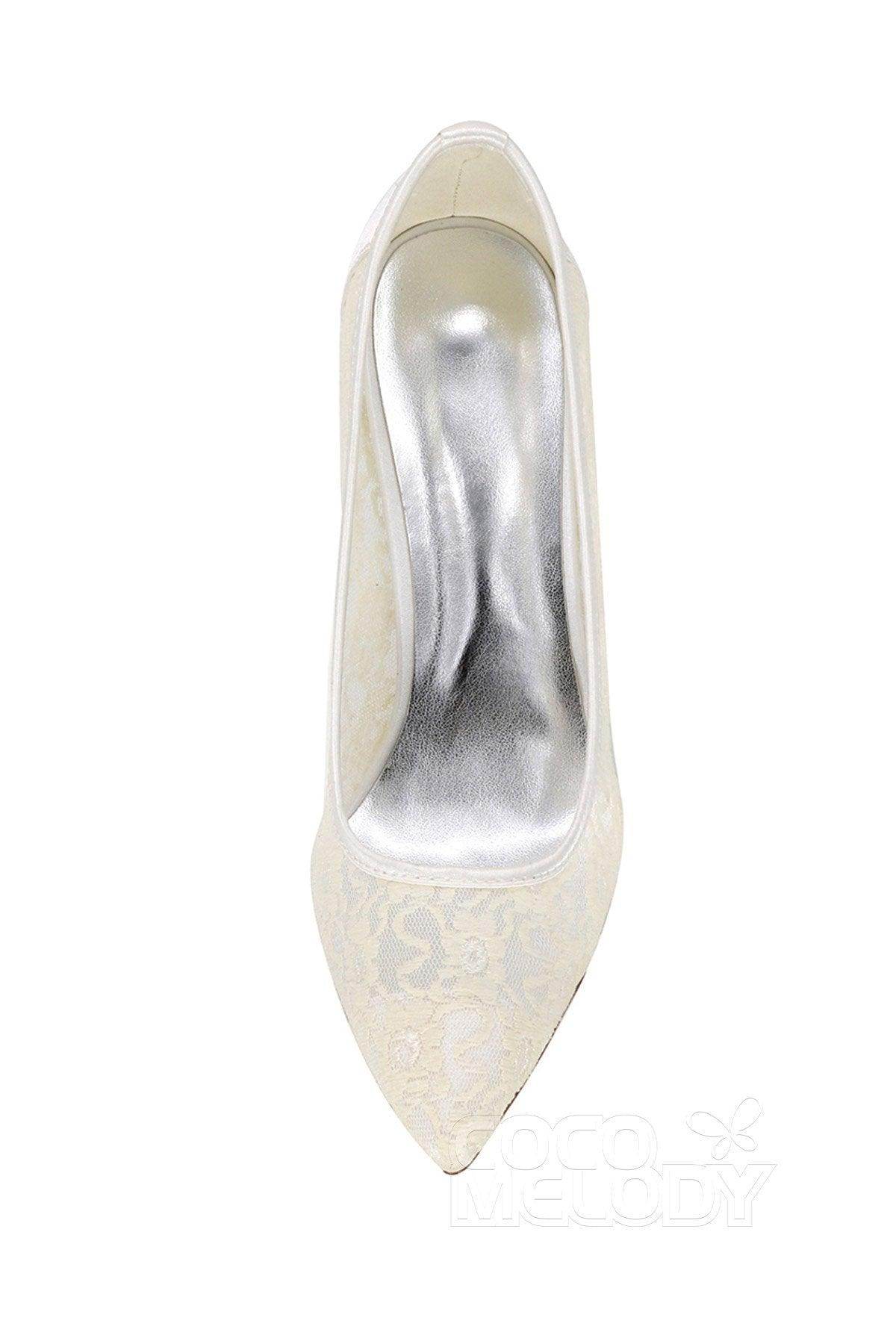 Stiletto Heel Lace Pointed Toe Bridal Shoes SWS16035