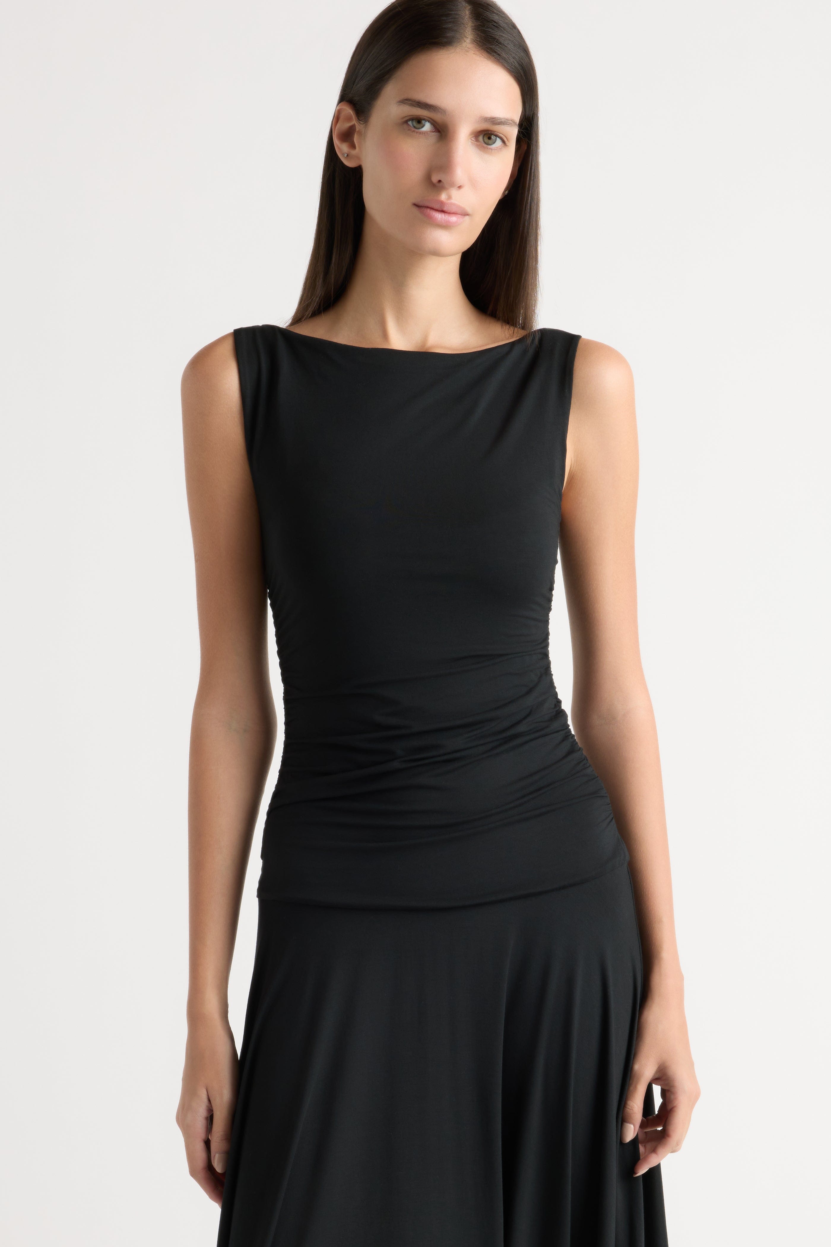 Tamsin Ruched Drop-Waist Maxi Dress