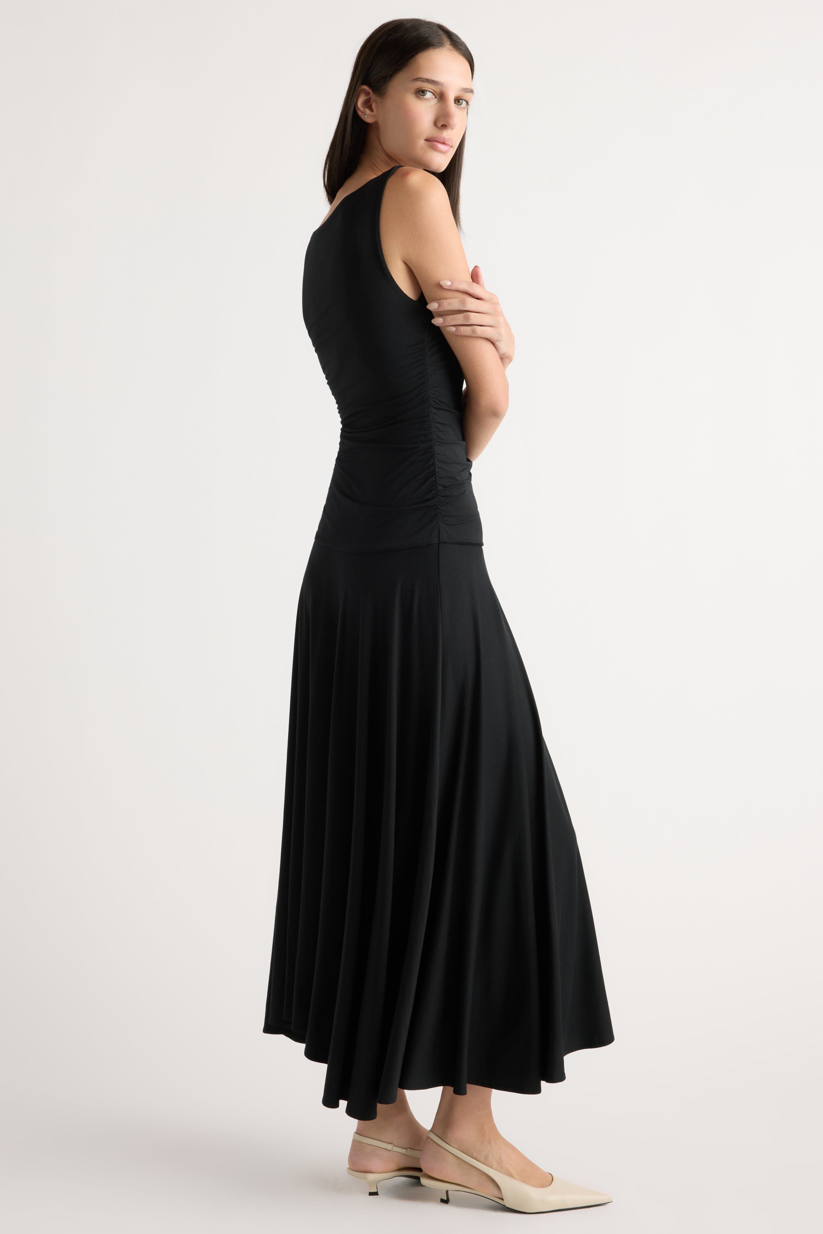 Tamsin Ruched Drop-Waist Maxi Dress