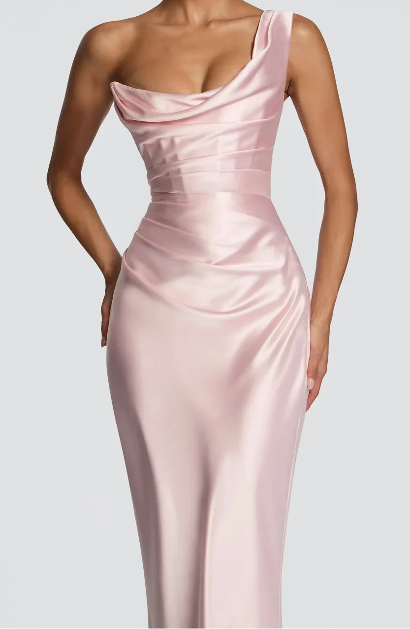 Amarante · The Draped One-Shoulder Satin Gown