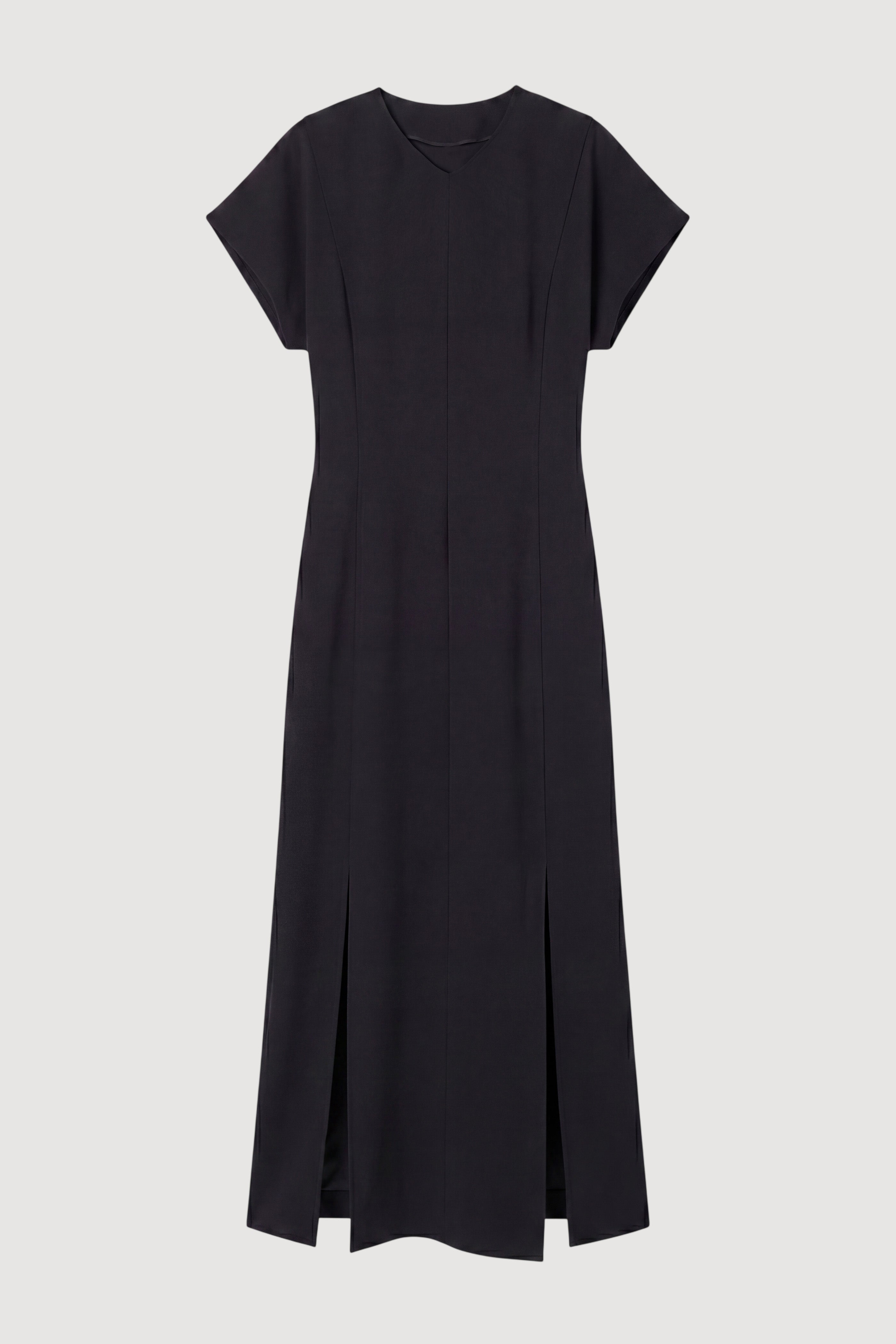 Vesper Front-Vent V-Neck Dress