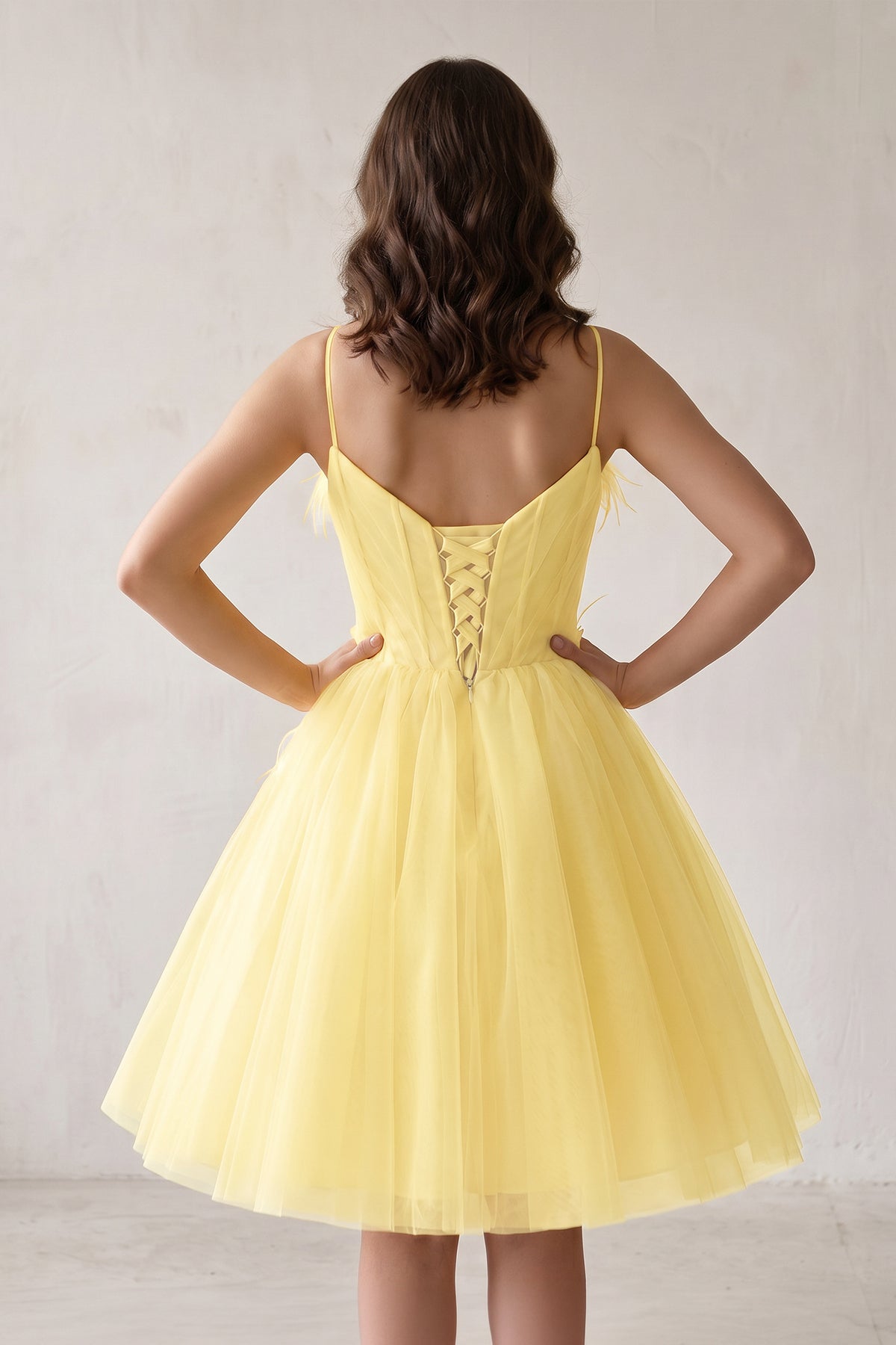 A Line Sweetheart Spaghetti Straps Tulle Short Homecoming Dresses